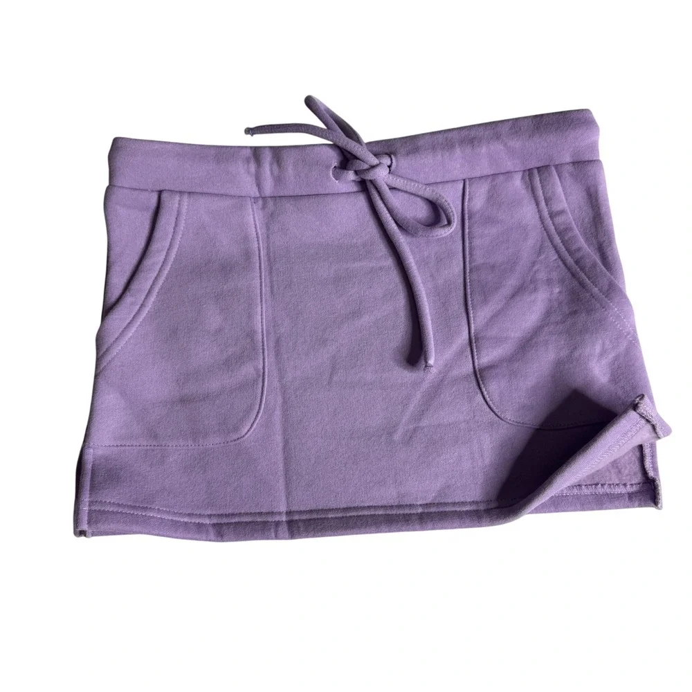 Dolls Kill New Pink Drawstring Sweat‎ Mini Skirt Lavender Purple Fleece Sz Small